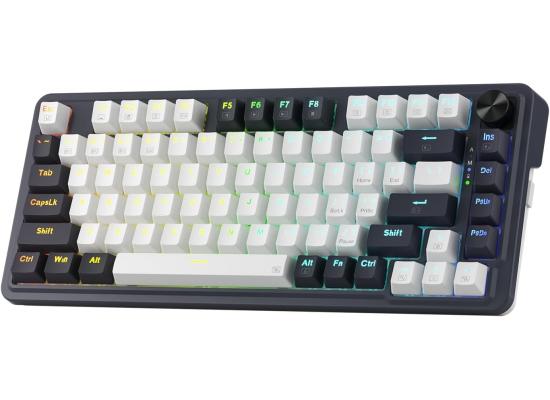 Redragon K673 PRO 75% Wireless Gasket RGB Gaming Keyboard, 3-Modes 81 Keys Compact Mechanical Keyboard Hot-Swap Socket, Dedicated Knob Control and Sound Absorbing Pads, Linear - Red Switch